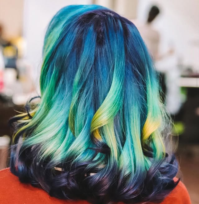 Valuri mermaid albastru-teal-verde